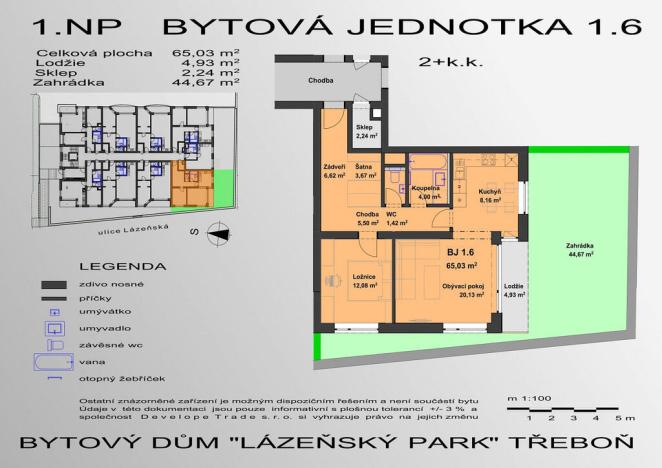 Prodej bytu 2+kk, Třeboň - Třeboň II, Lázeňská, 65 m2