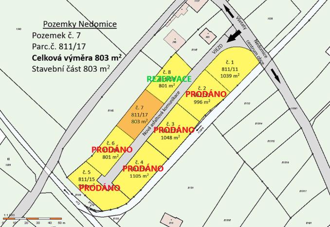 Prodej pozemku, Nedomice, 803 m2