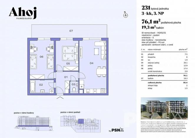 Prodej bytu 3+kk, Praha - Modřany, Československého exilu, 76 m2