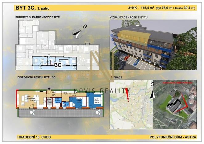 Prodej bytu 3+kk, Cheb, Hradební, 76 m2
