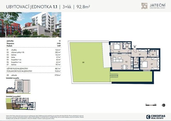 Prodej bytu 3+kk, Praha - Holešovice, Jateční, 92 m2