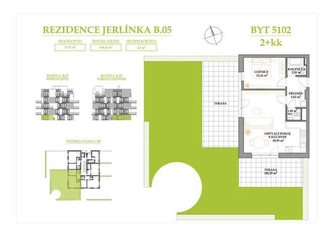 Prodej bytu 2+kk, Brno, Jerlínová, 53 m2