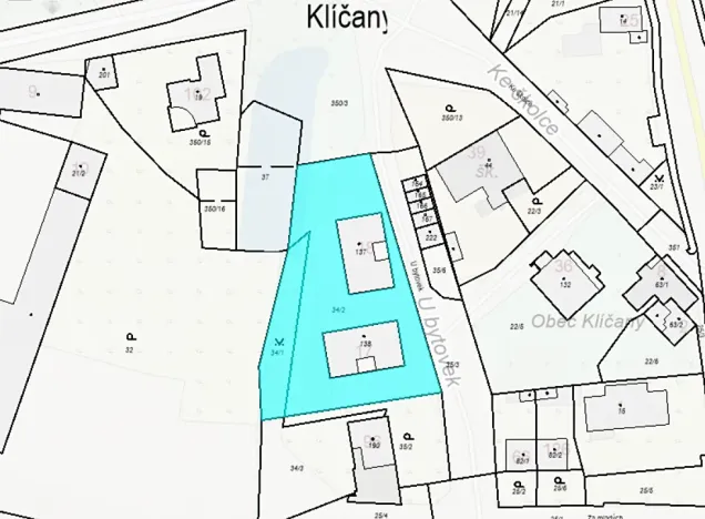 Dražba pozemku, Klíčany, 2020 m2