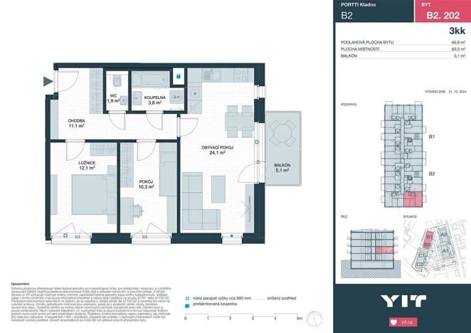 Prodej bytu 3+kk, Kladno, Ke stadionu, 63 m2