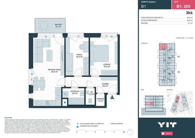 Prodej bytu 3+kk, Kladno, Ke stadionu, 61 m2