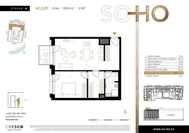 Prodej bytu 2+kk, Praha - Holešovice, V háji, 71 m2