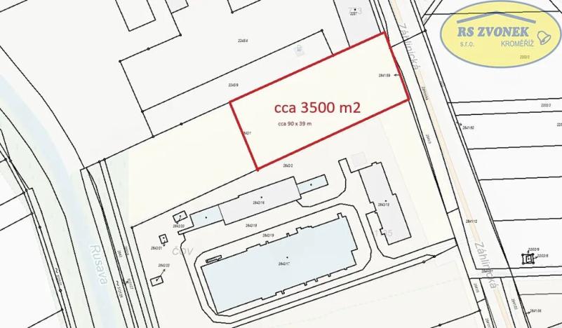 Prodej komerčního pozemku, Hulín, 3500 m2