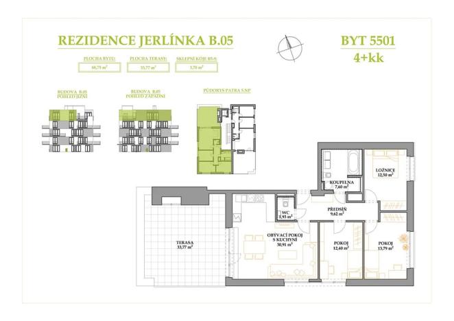 Prodej bytu 4+kk, Brno, Jerlínová, 88 m2