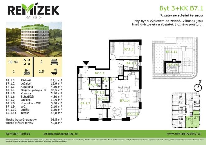 Prodej bytu 3+kk, Praha - Radlice, U Komína, 100 m2