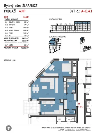 Prodej bytu 3+kk, Šlapanice, 101 m2