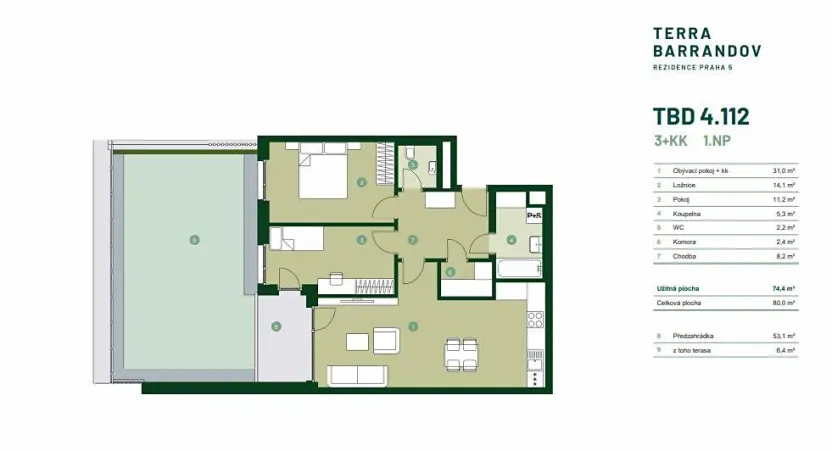 Prodej bytu 3+kk, Praha - Hlubočepy, Silurská, 80 m2