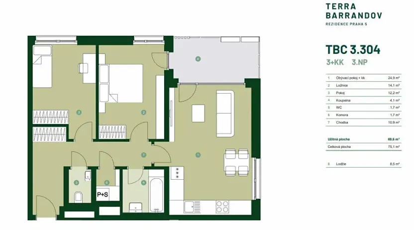 Prodej bytu 3+kk, Praha - Hlubočepy, Silurská, 75 m2