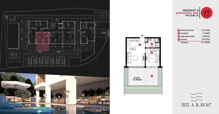 Prodej bytu 2+kk, Кавач, Černá Hora, 33 m2