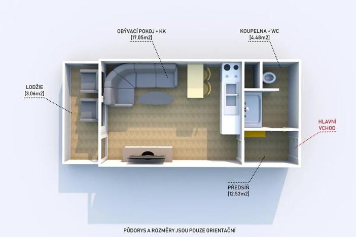 Pronájem bytu 1+kk, Horní Bříza, U Vrbky, 25 m2