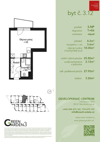 Prodej bytu 1+kk, Mariánské Lázně, Chebská, 28 m2
