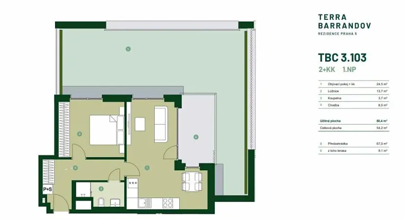 Prodej bytu 2+kk, Praha - Hlubočepy, Silurská, 54 m2
