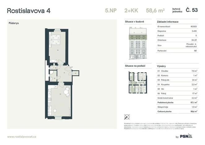 Prodej bytu 2+kk, Praha - Nusle, Rostislavova, 57 m2