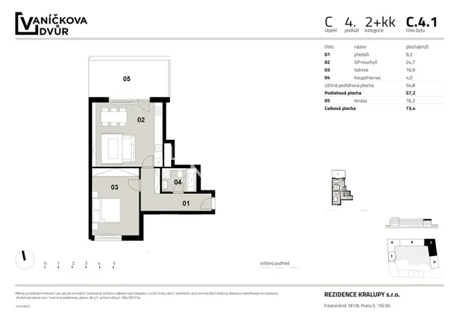 Prodej bytu 2+kk, Kralupy nad Vltavou, Husova, 57 m2