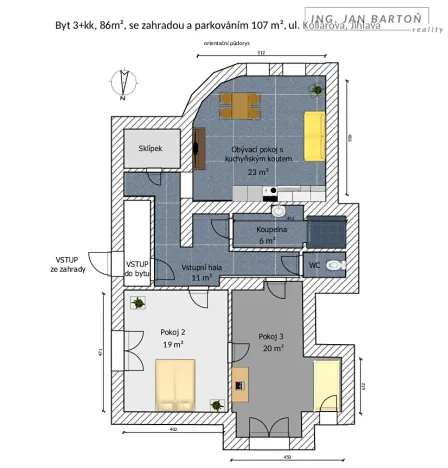 Prodej bytu 3+kk, Jihlava, Kollárova, 86 m2