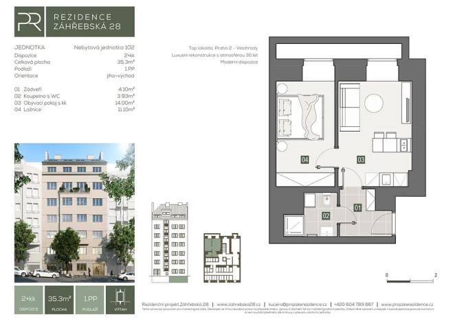 Prodej ubytování, Praha - Vinohrady, Záhřebská, 35 m2