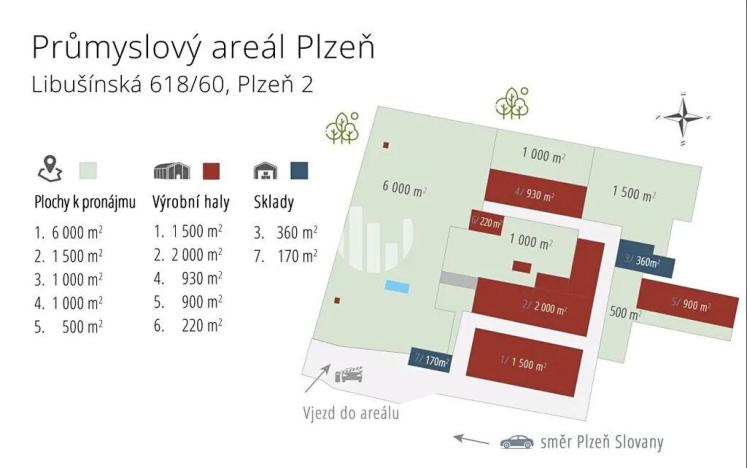 Pronájem skladu, Plzeň, Libušínská, 3000 m2