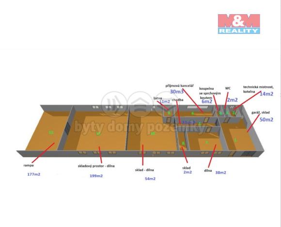 Pronájem skladu, Zubčice - Markvartice, 427 m2