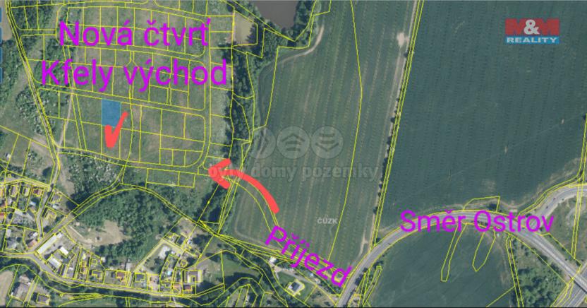 Prodej pozemku pro bydlení, Ostrov - Kfely, 1352 m2