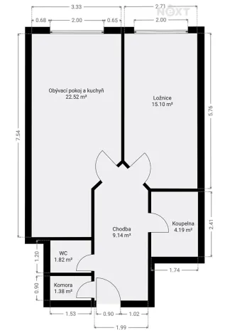 Prodej bytu 2+kk, Praha - Chodov, Divišovská, 56 m2