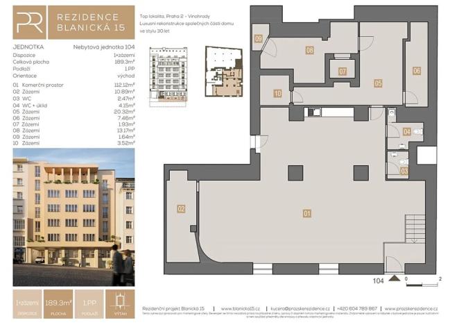 Prodej obchodního prostoru, Praha - Vinohrady, Blanická, 189 m2