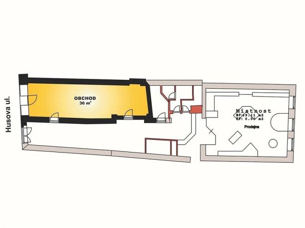 Pronájem obchodního prostoru, Jihlava, Husova, 36 m2