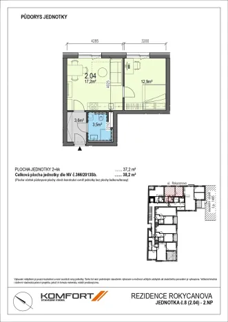 Prodej bytu 2+kk, Brno, Rokycanova, 37 m2