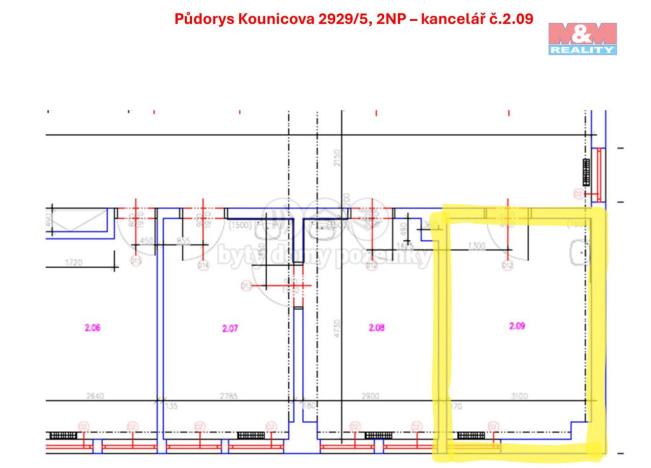 Pronájem kanceláře, Ostrava - Moravská Ostrava, Kounicova, 14 m2