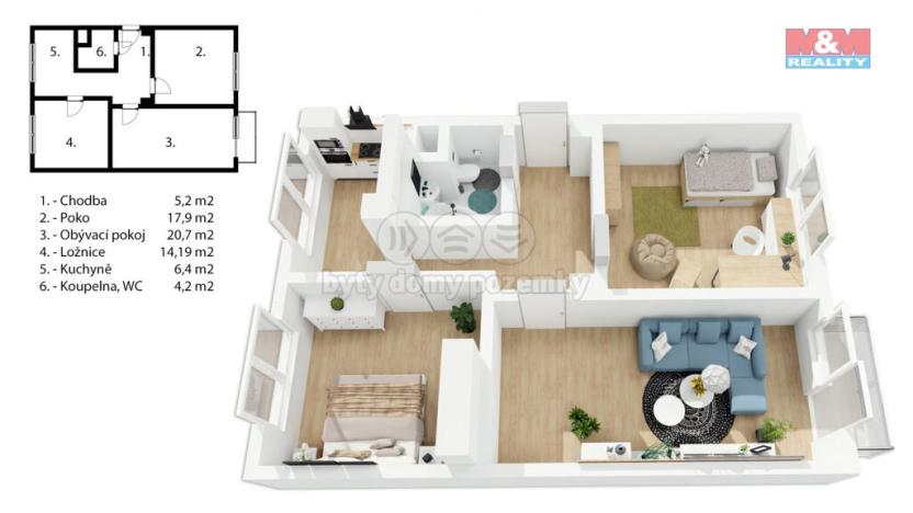Prodej bytu 3+1, Havířov - Podlesí, Kosmonautů, 69 m2