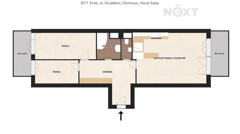 Prodej bytu 3+1, Olomouc, Družební, 89 m2