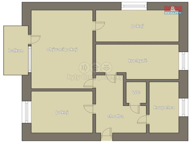 Prodej bytu 3+1, Studený, 70 m2