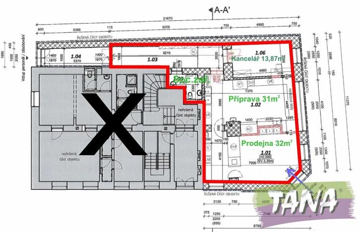 Pronájem obchodního prostoru, Mnichovo Hradiště, Studentská, 77 m2