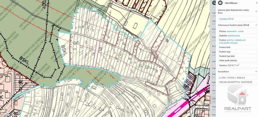 Prodej zahrady, Brno, Hlaváčova, 903 m2