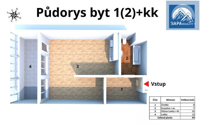 Prodej bytu 2+kk, Praha - Modřany, Soukalova, 63 m2