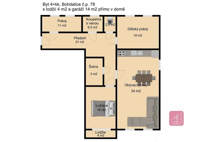 Prodej bytu 4+kk, Bohdalice-Pavlovice, 114 m2