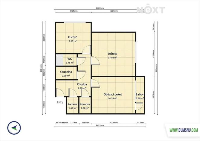 Pronájem bytu 2+1, Šumperk, Bratrušovská, 56 m2