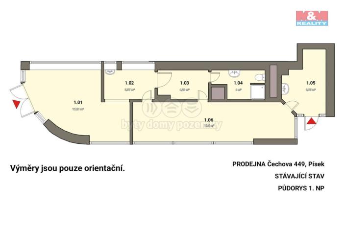 Prodej obchodního prostoru, Písek, Čechova, 53 m2
