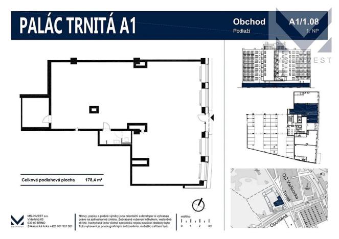 Prodej obchodního prostoru, Brno, Trnitá, 178 m2