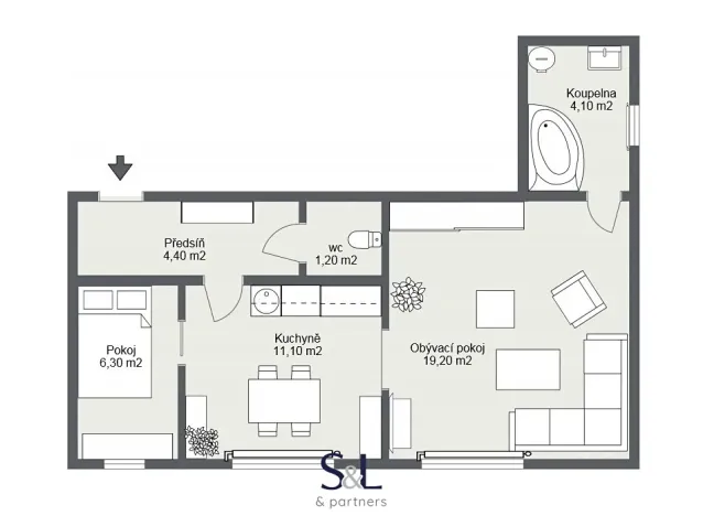 Prodej bytu 2+1, Velké Březno, 47 m2