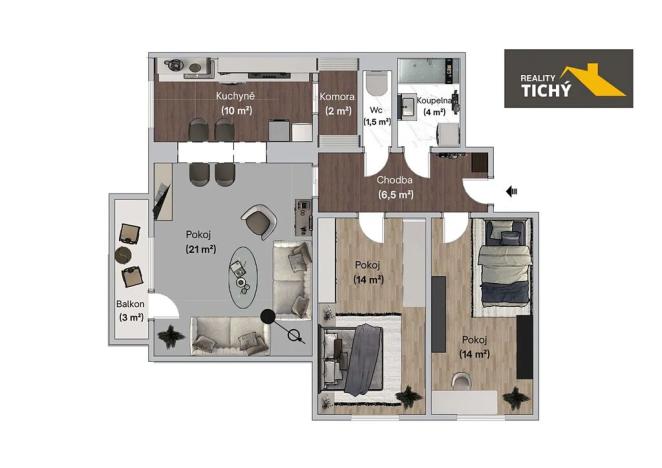 Prodej bytu 3+1, Náchod, Václavická, 76 m2