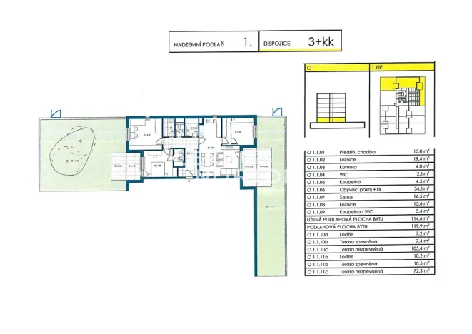 Pronájem bytu 4+kk, Praha - Vysočany, Strnadových, 119 m2