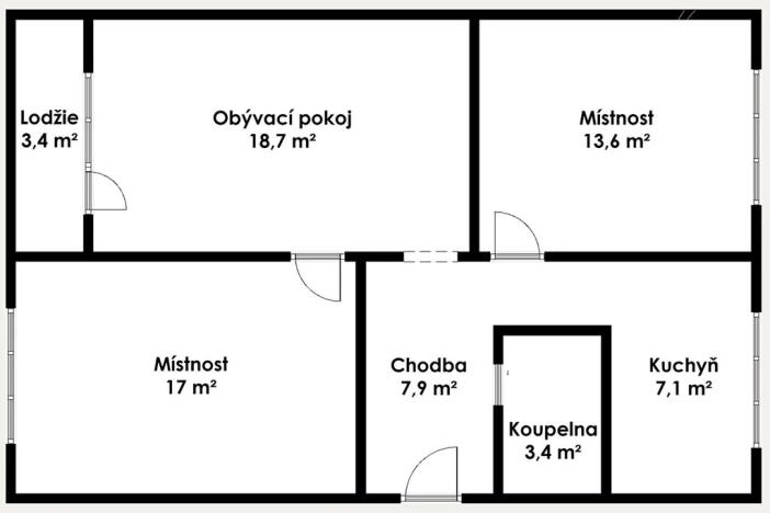 Prodej bytu 3+1, Most, Obránců míru, 74 m2