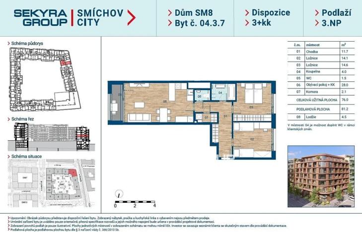 Prodej bytu 3+kk, Praha, Šiklové, 76 m2