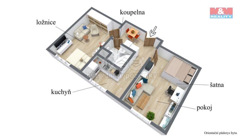 Prodej bytu 2+1, Chomutov, Skalková, 51 m2