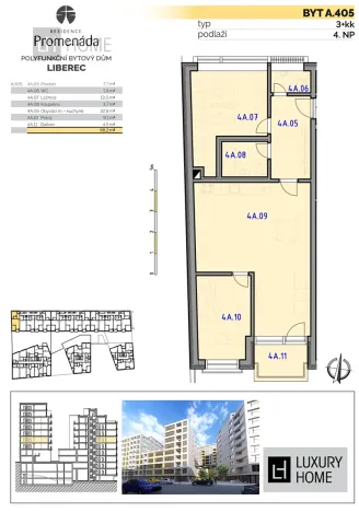 Prodej bytu 3+kk, Liberec, 73 m2