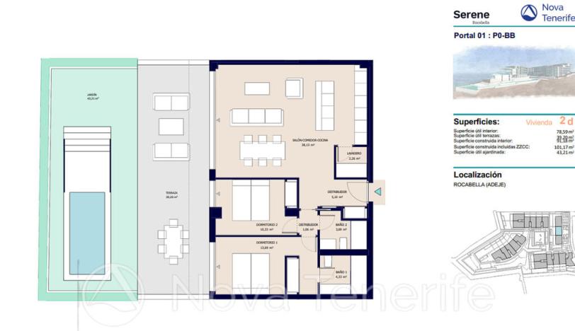 Prodej bytu 3+kk, Adeje, Santa Cruz de Tenerife, Španělsko, 80 m2